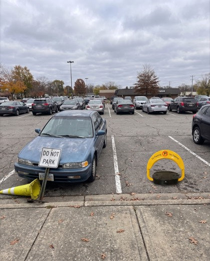 ParkGuard parking barrier holding a parking spot
